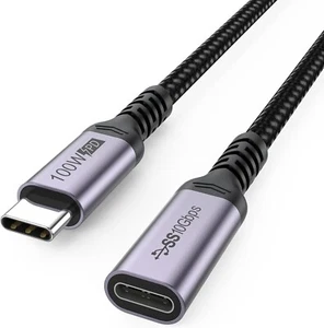 USB-C Type C Extension Cable 3/6 FT/10Gbps Male-Female 100W 5A Fast Charging PD - Picture 1 of 15