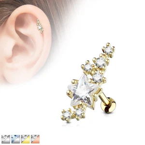 Helix Tragus Piercing viele Sterne Zirkonia Kristalle Stern Cartilage Ohr - Bild 1 von 5