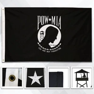 POW-MIA (Standard) Embroidered 3x5ft Flag -Supporting & Honoring Military Heroes - Picture 1 of 5
