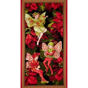 Winterurlaub Blumenfeen 100 % Baumwolle Stoff 23,5"" x 43"" Panel - Bild 1 von 4