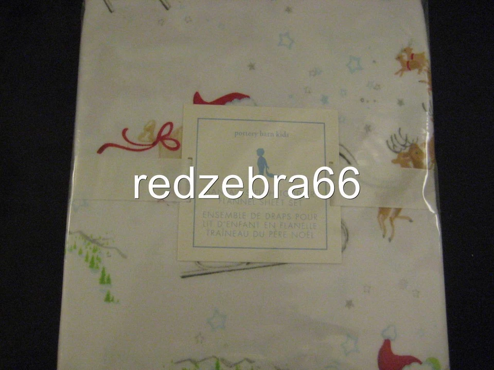 Комплект простыней для малышей Pottery Barn Kids Santa's Sleigh фланель 3 шт. новые нераспакованные рождественские - Изображение 1 из 1
