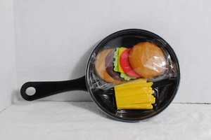 Kids Pretend to Play Kitchen Toy Set Plastic Frying Pan 9 pcs Hamburger Fries - Picture 1 of 10