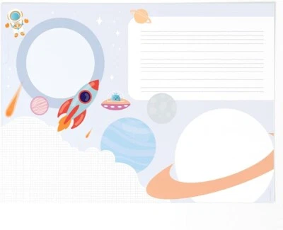 Weltraum Schreibtischunterlage Kinder, XXL Notizblock DIN A2 Malblock für Kinder - Bild 1 von 4