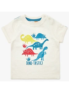 John Lewis & Partners Baby Dinosaur T-Shirt Cream 12-18 MTHS BNWT FREE P&P - Picture 1 of 1