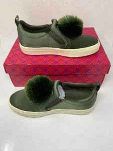 Tory Burch Pom Pom Satin Platform Sneaker In Green - Daphne Style 141409 - Picture 1 of 6