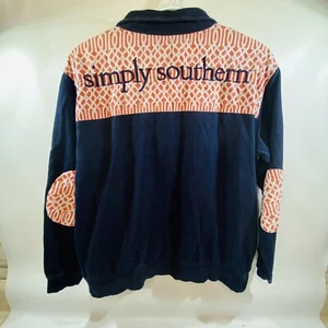 Sudadera Chaqueta Simply Southern 1/4 Cremallera Azul Marino Mujer Talla Grande L - Imagen 1 de 5