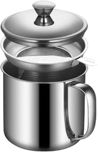Grease Container with Fine Mesh Strainer kitchen oil storage tank pot 1.3L - Picture 1 of 6