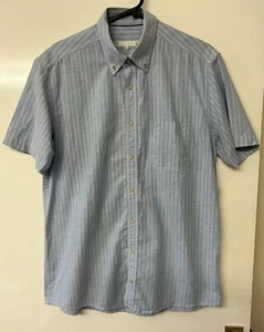 LAKELAND Men’s Blue Striped Short Sleeve Shirt & Logo UK Size Medium 100% Cotton - Picture 1 of 9