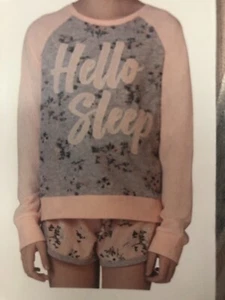 BCBG Girls Large 2 Piece Set Insta Comfy Cozy Long Sleeve Sweatshirt Hello Sleep - Picture 1 of 6