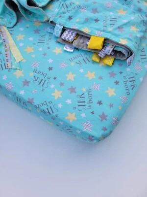 Juego de cama de 3 piezas de franela de algodón 'A Star is Born' para guardería, manta, sábana Foto 1 de 4