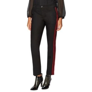 Zadig & Voltaire Pants Womens Size 36 Small Black Red Pomelo Striped Tuxedo - Picture 1 of 11