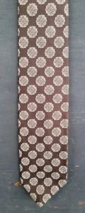 Wemlon By Wembley Men's Neck Tie, Brown W/ Floral Dot Pattern, Great Condition - Picture 1 of 7