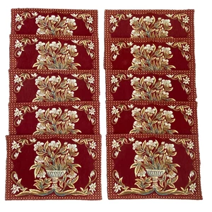 W.C. Designs Wedgwood Tischsets Royal Rot Blumen Urne Wandteppich 10er Set - Bild 1 von 15