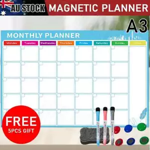 Magnetic Fridge Calendar Erase White Board Fridge Monthly Planner w/Pen Set AU - Picture 1 of 12
