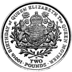 South Georgia & South Sandwich Islands £2 2000 BU '100th Birthday Queen Monther' - Bild 1 von 2