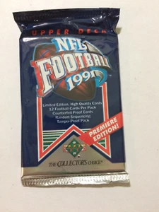 Tarjetas de fútbol americano de la NFL Upper Deck 1991 edición Premiere paquete sin abrir - Imagen 1 de 2