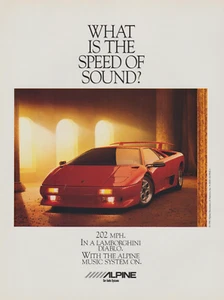 1990 Alpine Car Stereo - Lamborghini Diablo - "What Is Speed Of Sound"- Print Ad - Picture 1 of 1