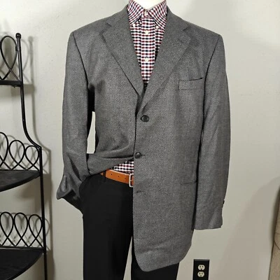Stafford Men's Tweed Sport Coat Blazer Three Button Gray Wool Size 44L - Image 1 of 4
