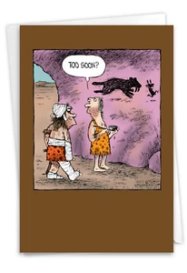1 Funny Get Well Card with Envelope - Caveman Drawing C6364GWG - Picture 1 of 6