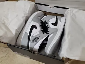 Nike Air Jordan 1 Mid Lt Light Smoke Grey Black White 554724 092 - Picture 1 of 18