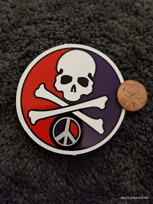 Small Helmet Decal sticker Peace sign hippie hippy skull & cross bones pirate - Image 1 of 3