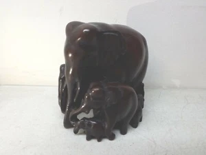 Precious Elephant Family Figure Heartwarming Collectible Dark Brown Decor Piece - Picture 1 of 6