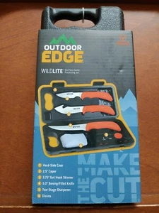 Outdoor Edge WILD LITE SIX PIECE GAME PROCESSING SET w/HARD CASE WL-6 3 Knives - Picture 1 of 2