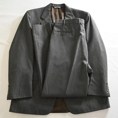 Vtg Christian Brooks USA Made 44R 36x32 Brown Stripe Wool Mens Jacket Pants Suit - Image 1 of 4