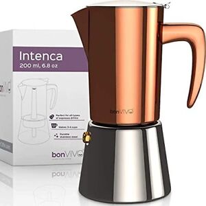 BonVIVO Intenca Stovetop Espresso Maker Italian Coffee Machine, 6 Cups - Copper