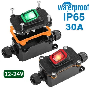 12V 30A Inline Kabelschalter IP65 Wasserdichter Ein-Aus-Schalter mit Lichttasten - Bild 1 von 21