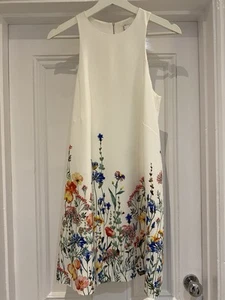 Mango Suit White Dress 6 8 Floral Pattern Sleeveless - Picture 1 of 4