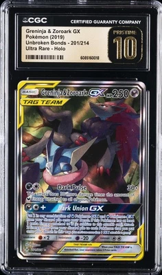 2019 POKEMON UNBROKEN BONDS #201 GRENINJA & ZOROARK CGC 10 PRISTINE - Image 1 of 2