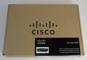 New - Cisco SF110D-16HP 16-Port 10/100 PoE Desktop Switch - Picture 1 of 2