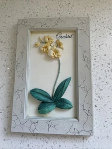 Vintage MARKS & SPENCER 3D Floral hand painted wall plaque Orchid Cottagecore - Picture 1 of 13