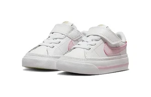 NEW NIKE INFANT COURT LEGACY (TDV) WHITE PINK FOAM SESAME DA5382115 - Picture 1 of 5