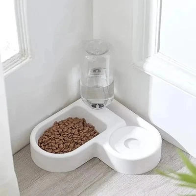 Tazón de agua automático para mascotas, plato de comida de doble uso alimentador para gatos perros diseño a prueba de humedad Foto 1 de 4