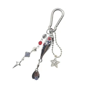 Edgy Fish Shape Keychain Metal Bead Accent Rock Inspired Fashion Accessory - Picture 1 of 8