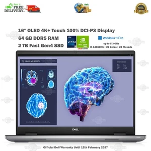 Dell Precision 7680 16″ Inch OLED Touch Laptop 64GB RTX 3500 i7-13850HX 2TB SSD - Picture 1 of 14