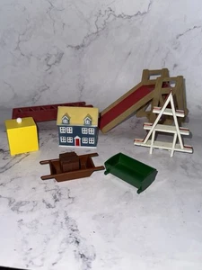 Vintage Puppenhaus Lot Verschiedenes Schiebe Wiege Leiter Stufenregal Puppenhaus EPOCHE 8 Teile - Bild 1 von 15