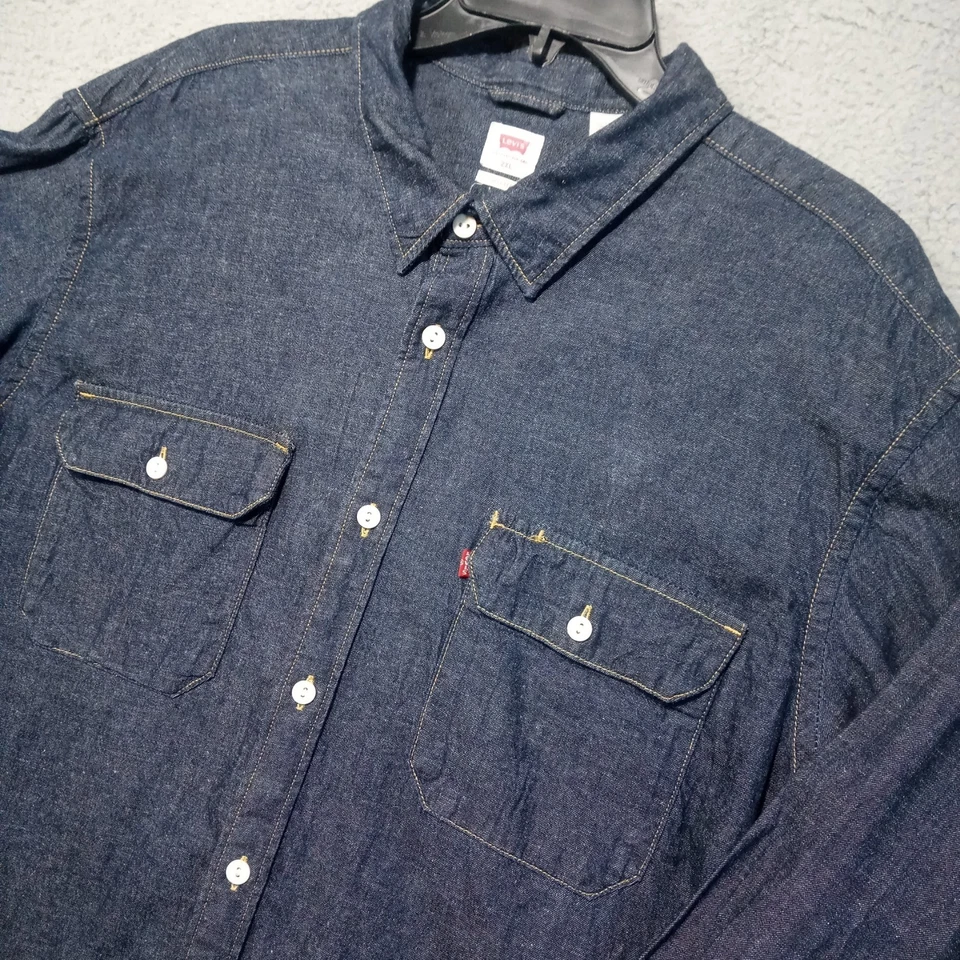 Levis Shirt Mens Loose Fit Denim Button Up 2XL XXL Hemp Workwear Western Cowboy - Image 1 of 4