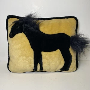 Horse Pillow Cushion Tan Black Fluffy Mane & Tale Home Decor Throw Pillow 15x12 - Picture 1 of 9