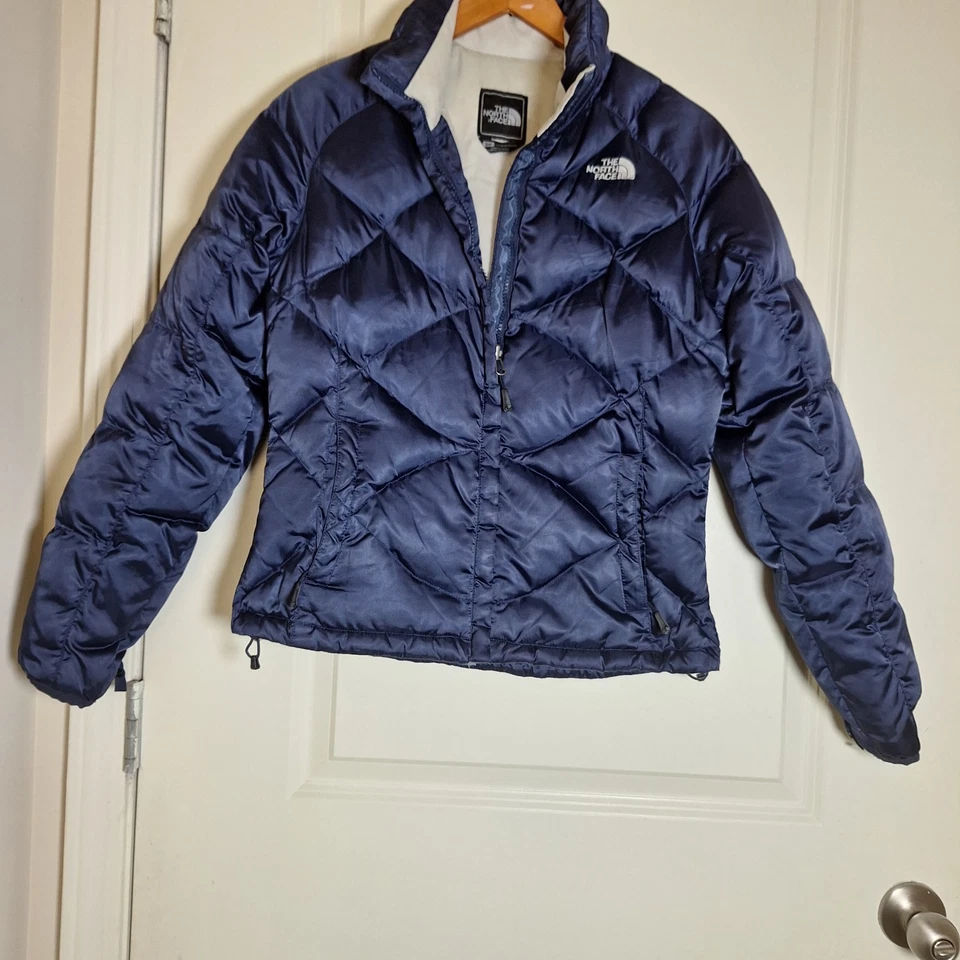 North Face Women's 550 Down Puffer Jacket Navy Blue Zip Up Size Small - Image 1 of 4