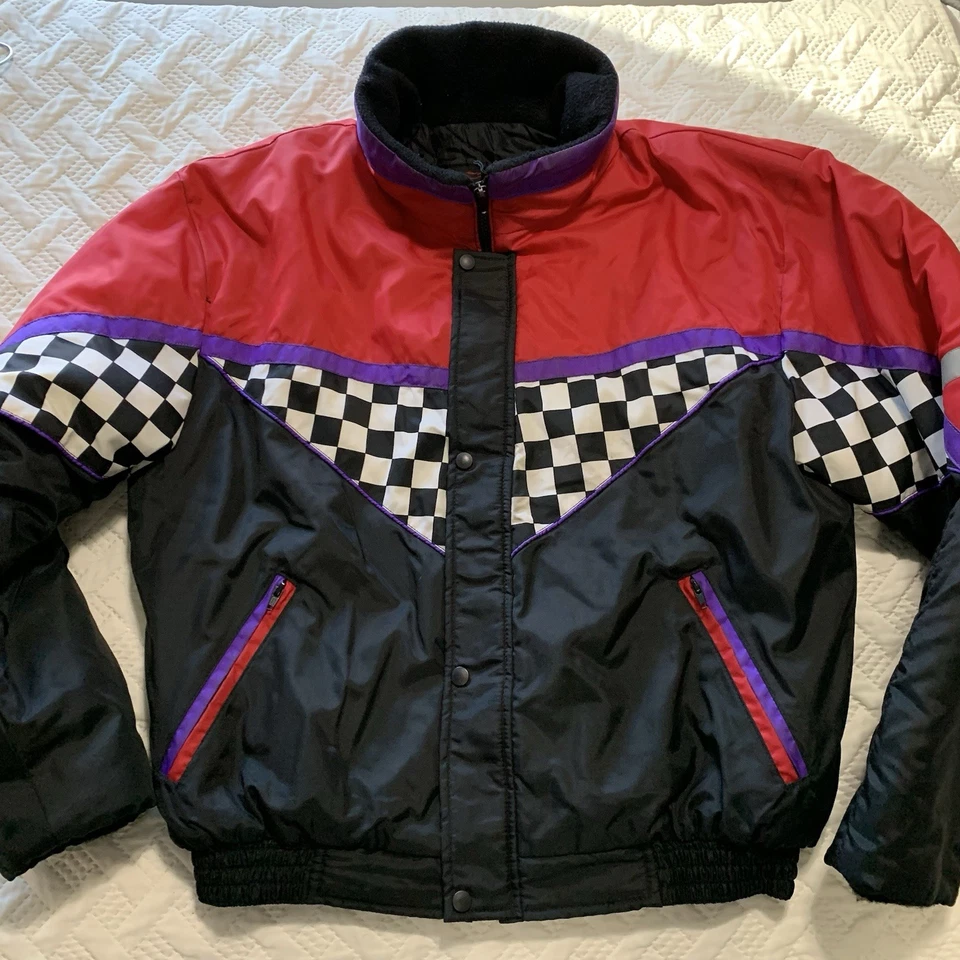 Abrigo de Invierno Joe Rocket De Colección Talla Grande Moto de Nieve Esquí Retro Carreras Estampado Audaz Foto 1 de 4