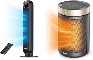 Tower Fan for Bedroom, 24Ft/S Velocity Quiet Floor Fan & Space Heater, Portable - Picture 1 of 7