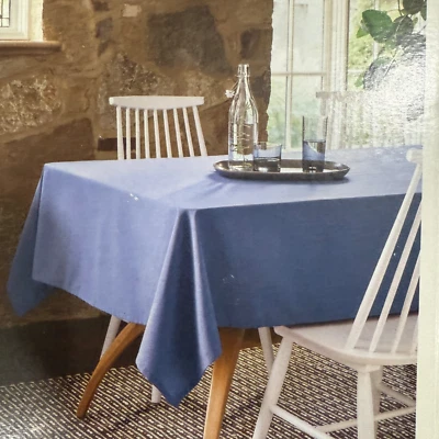 ~New~THRESHOLD Rectangular Solid Blue Tablecloth ~60''x 120”~Seats 10 To 12~New! - Image 1 of 3