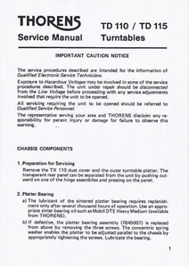 Manual de servicio instrucciones para Thorens TD 110,TD 115 - Imagen 1 de 1