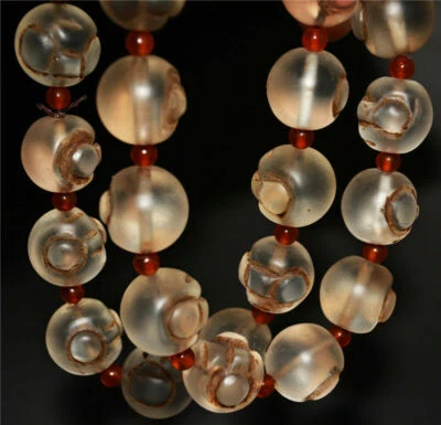 tibetan old antique real clear glass bracelet chinese necklace mala prayer beads - Image 1 of 4