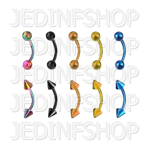 Barra de plátano con barra curva | 1,6 mm (14 g) - 8 mm | anodizado titanio - picos de bolas Foto 1 de 1