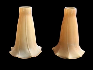 (2) Trumpet Flower Glass Lamp Shades ~ Amber - Picture 1 of 5