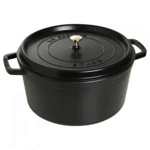 STAUB:LA COCOTTE/DUTCH OVEN WITH LID/34CM/13.25 INCH/BLACK ENAMELLED CAST IRON. - Picture 1 of 3